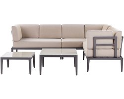 BELIANI RIMA III - Loungeset voor 6 - Beige - Polyester