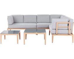 BELIANI RIMA III - Loungeset voor 6 - Lichtgrijs - Polyester