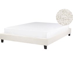 BELIANI ROANNE - Tweepersoonsbed - Lichtbeige - 140 x 200 cm - Bouclé