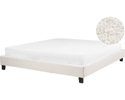 BELIANI ROANNE - Tweepersoonsbed - Lichtbeige - 180 x 200 cm - Bouclé