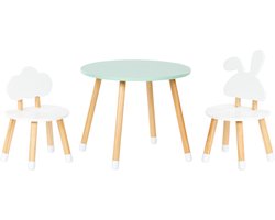 BELIANI ROBIN - Kindertafel met stoelen - Lichthout/Wit - MDF