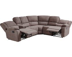 BELIANI ROKKE - Hoekbank elektrisch verstelbaar - Bruin - Polyester