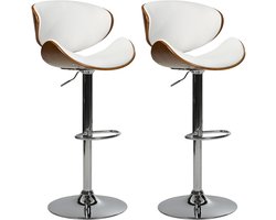 BELIANI ROTTERDAM - Barkruk set van 2 verstelbaar - Wit - Kunstleer