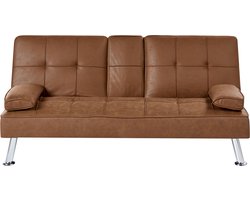 BELIANI ROXEN - Slaapbank 3-zits - Goudbruin - Kunstleer