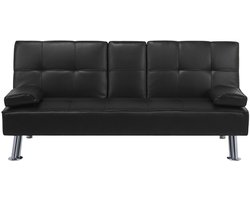 BELIANI ROXEN - Slaapbank 3-zits - Zwart - Kunstleer