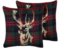 BELIANI RUDOLPH - Sierkussen set van 2 - Donkergroen - 45 x 45 cm - Polyester