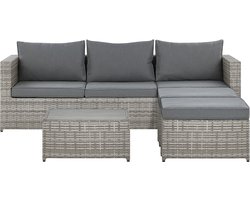 BELIANI SABBIA - Loungeset 5-zits hoek rechts - Lichtgrijs - PE rotan