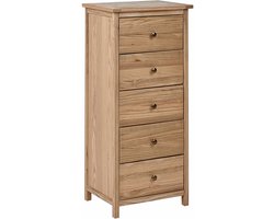 BELIANI SALTON - Hoge kast met 5 lades - Lichte houtkleur - Sassafras
