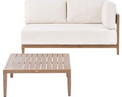 BELIANI SAMPIERI - Tuinbank met salontafel - Bruin/ Lichtbeige - Aluminium