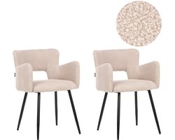 BELIANI SANILAC - Eetkamerstoel set van 2 - Beige - Bouclé