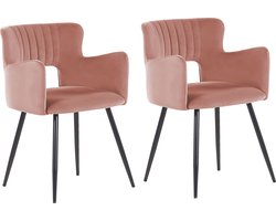 BELIANI SANILAC - Eetkamerstoel set van 2 - Pastelroze - Fluweel