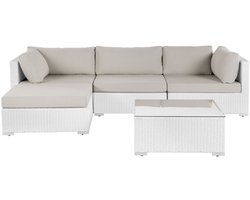BELIANI SANO II - Loungeset - Zandbeige - Rechtszijdig - Kunstrotan