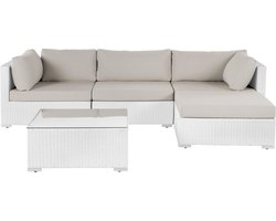 Beliani SANO - Loungeset voor 4 - Wit - PE rotan