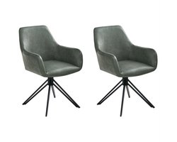 BELIANI SANSARC - Eetkamerstoel set van 2 - Donkergroen - Kunstleer