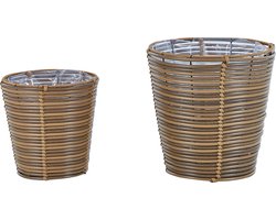 BELIANI SARTI - Bloempot set van 2 - Bruin - PE rotan