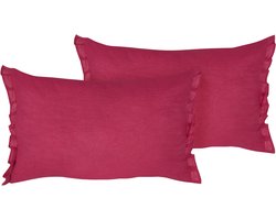 BELIANI SASSAFRAS - Set van 2 kussens - Bordeaux - 30 x 45 cm - Linnen