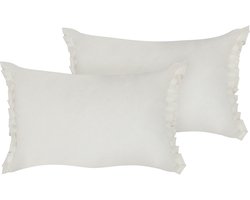 BELIANI SASSAFRAS - Set van 2 kussens - Gebroken wit - 30 x 45 cm - Linnen