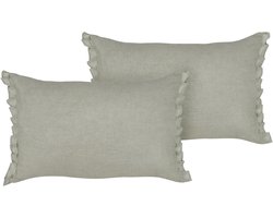 BELIANI SASSAFRAS - Set van 2 kussens - Lichtgrijs - 30 x 45 cm - Linnen
