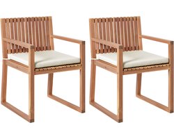 BELIANI SASSARI PREMIUM - Tuinstoel set van 2 - Bruin/Lichtbeige - Acaciahout