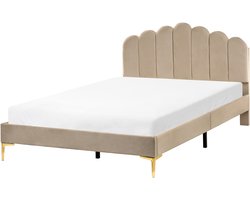 BELIANI SAUVIAN - Bed - Taupe - 140 x 200 cm - Fluweel