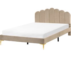 BELIANI SAUVIAN - Bed - Taupe - 160 x 200 cm - Fluweel