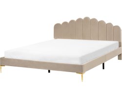 BELIANI SAUVIAN - Bed - Taupe - 180 x 200 cm - Fluweel