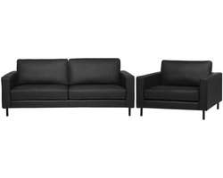 BELIANI SAVALEN - Woonkamerset - Zwart - Leer