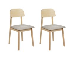 BELIANI SCANDIA - Eetkamerstoel set van 2 - Taupe - Rubberhout