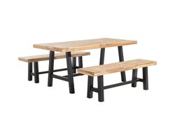 BELIANI SCANIA - Tuinset voor 6 - Lichte houtkleur/Zwart - Acaciahout