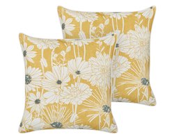 BELIANI SCIRPUS - Sierkussen set van 2 - Gebroken wit - 45 x 45 cm - Katoen