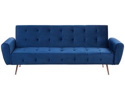 BELIANI SELNES - Slaapbank 3-zits - Marineblauw - Fluweel