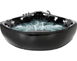 BELIANI SENADO - Hoekbad whirlpool - Zwart - 150 x 205 cm - Acryl