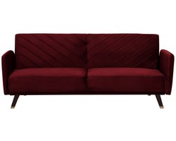 BELIANI SENJA - Slaapbank 3-zits - Donkerrood - Fluweel
