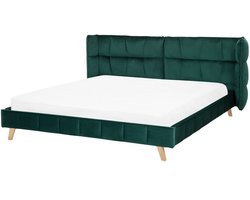 BELIANI SENLIS - Tweepersoonsbed - Donkergroen - 180 x 200 cm - Fluweel