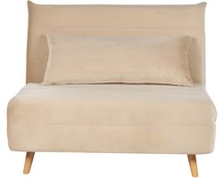 BELIANI SETTEN - Slaapbank 1-zits - Zandbeige - Fluweel