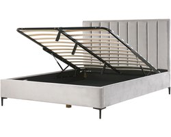BELIANI SEZANNE - Bed met opbergruimte - Lichtgrijs - 180 x 200 cm - Fluweel