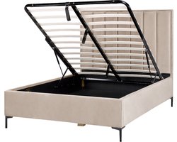 BELIANI SEZANNE - Bed met opbergruimte - Taupe - 140 x 200 cm - Fluweel