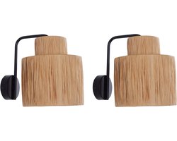 BELIANI SHINFA - Set van 2 wandlampen - Natuurlijk - Palmblad