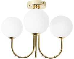 BELIANI SHIRE - Plafondlamp - Wit/Goud - Metaal/Glas