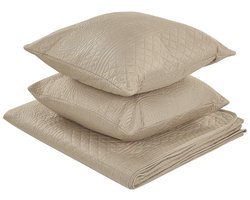 BELIANI SHUSH - Plaid - Taupe - 160 x 220 cm - Polyester