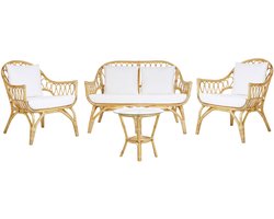 BELIANI SIBARI - Loungeset voor 4 - Natuurlijk - Rotan