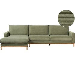 BELIANI SIGGARD - Hoekbank - Groen - Rechtszijdig - Corduroy
