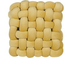 BELIANI SIRALI - Sierkussen - Mosterdgeel - 30 x 30 cm - Fluweel