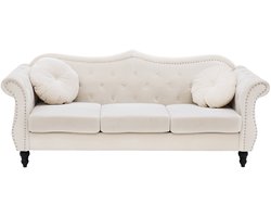 BELIANI SKIEN - Chesterfield bank 2-zits - Lichtbeige - Fluweel