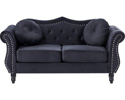 BELIANI SKIEN - Chesterfield bank - Zwart - Fluweel