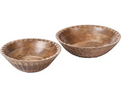 BELIANI SOHAG - Set van 2 schalen - Bruin - Mangohout