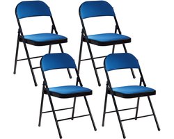 BELIANI SPARKS - Klapstoel set - Zwart/Blauw - Metaal