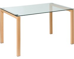 BELIANI TAVIRA - Eettafel - Lichte houtkleur - 80 x 130 cm - Veiligheidsglas
