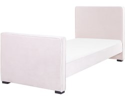 BELIANI TEENIE - Eenpersoonsbed - Pastelroze - Fluweel