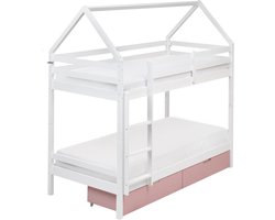 BELIANI TERNAS - Hoogslaper opberglades - Wit/Roze - 90 x 200 cm - Dennenhout